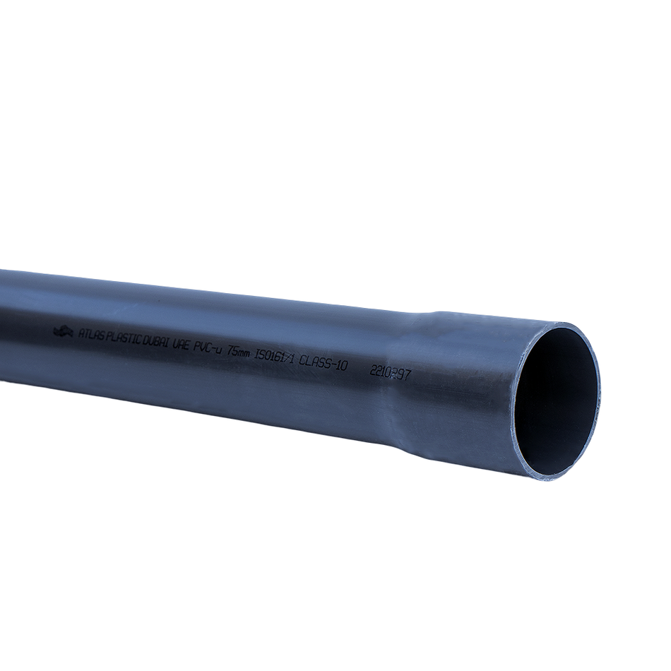 Atlas PVC Pipe Class 10 75mm x 6Mtr