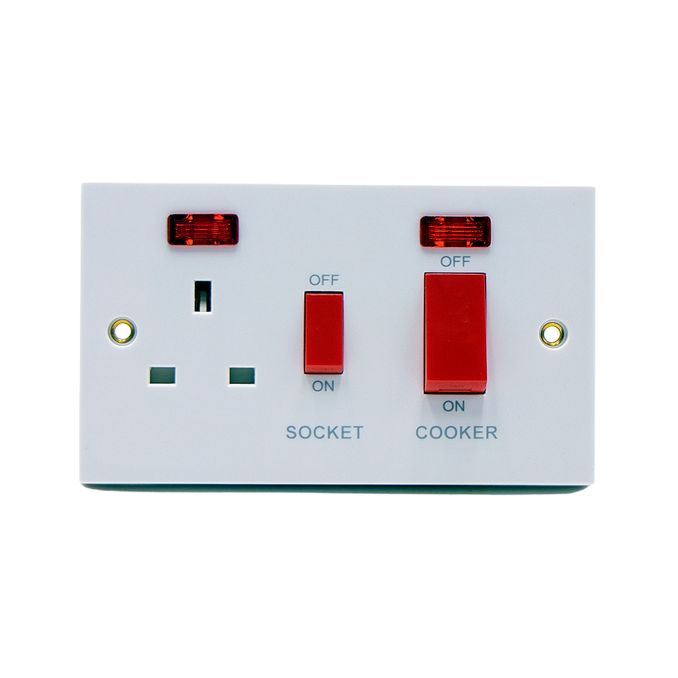 Selex Cooker Switch 45A 1 Pole 2 Gang