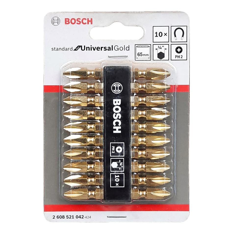 Bosch Gold Plated Double-Ended Bit Set 65mm PH2