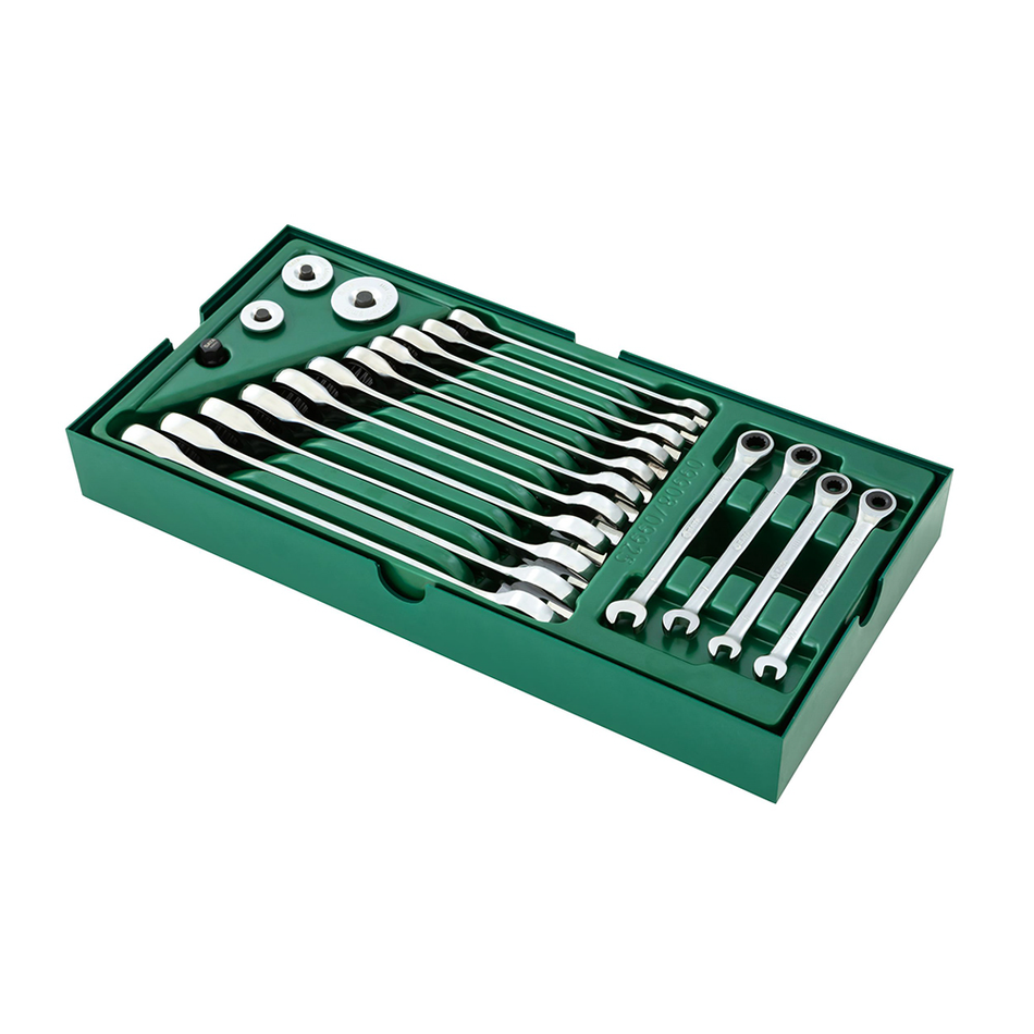 Sata Metric Combination Ratcheting Wrench Tray Set -19 Pcs