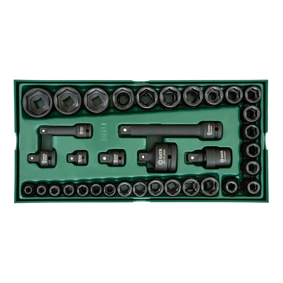 Sata Drive 6 Point Metric Impact Socket Tray Set  3/8" 1/2"  - 36 Pcs