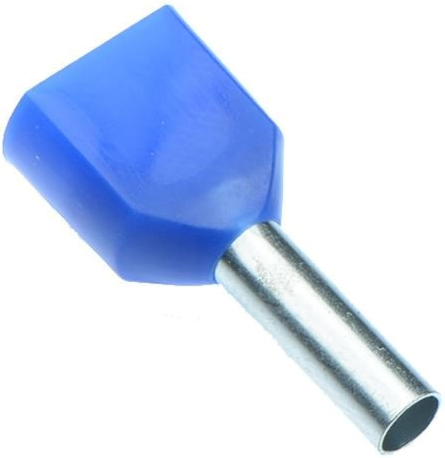 Insulated Twin Cord End Ferrule - Pack of 100 Blue 2.5mm