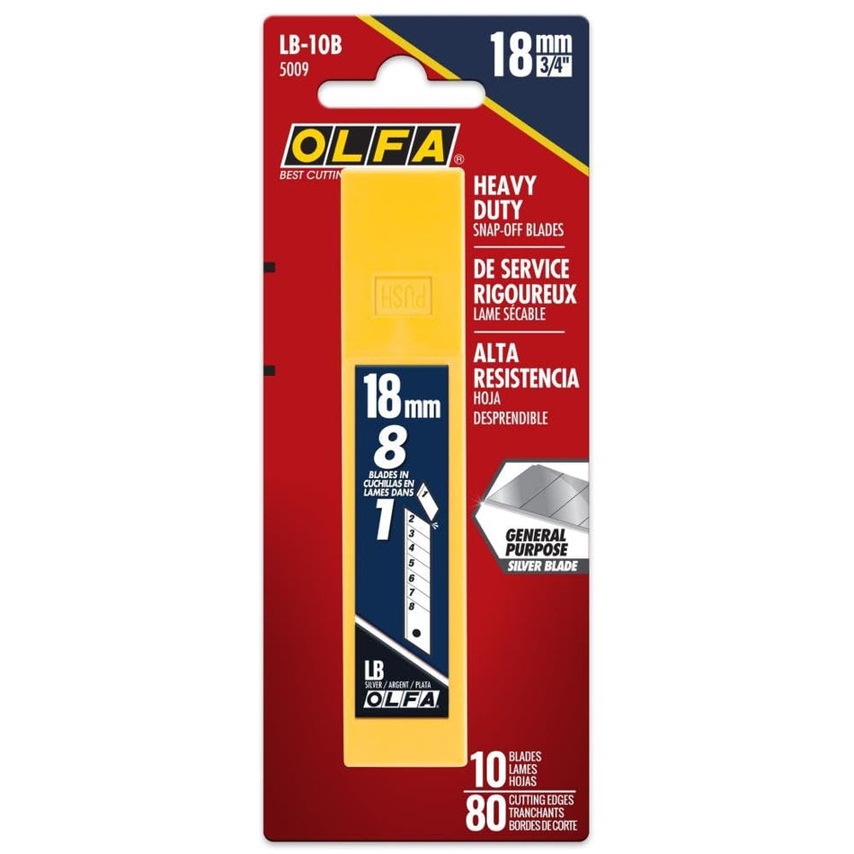 OLFA Heavy Duty Snap Off Replacement Blades, 10 Blades 18mm