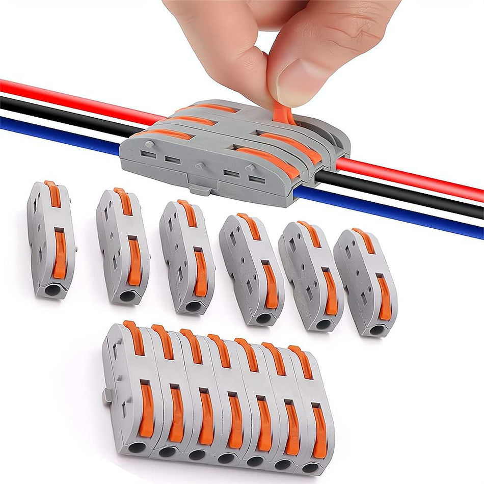 Compact Wire Conductor Connector, Wiring Connector, One-to-One Quick Terminal Block Splicing Connectors, Assortment Conductor, Can Splicing into 2/3 / 4/6 Way Butt Terminal Connectors, 50 Pcs