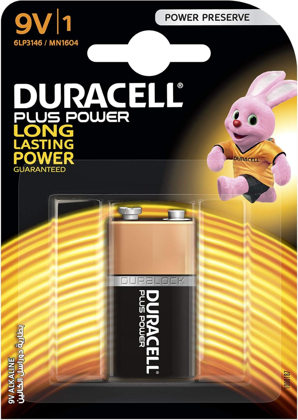 Duracell Plus Power Type 9V Alkaline Batteries, Pack Of 1