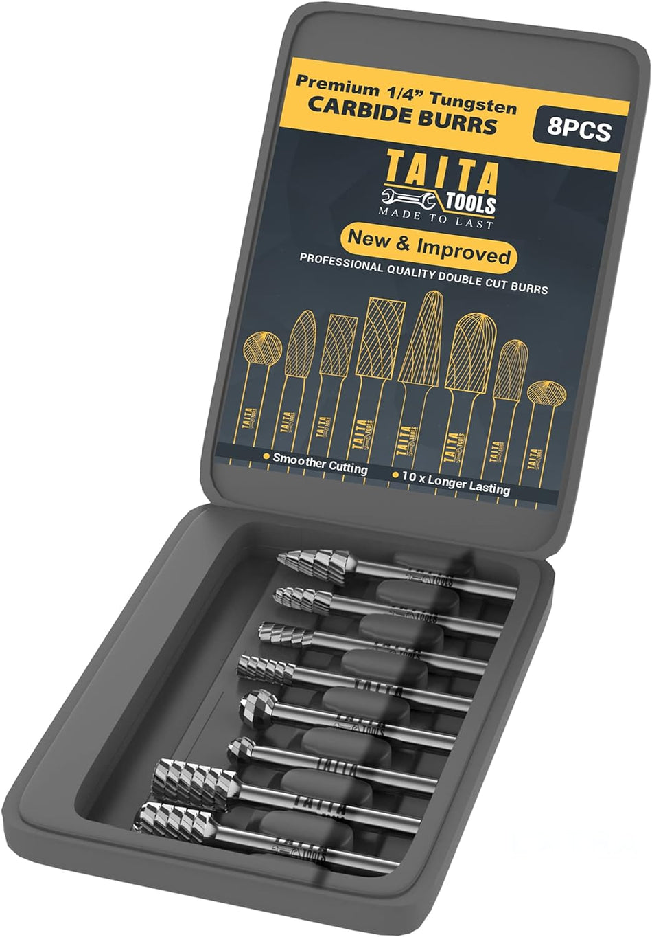 TaitaTools Carbide Burr Set 1/4" Shank 8 Pcs