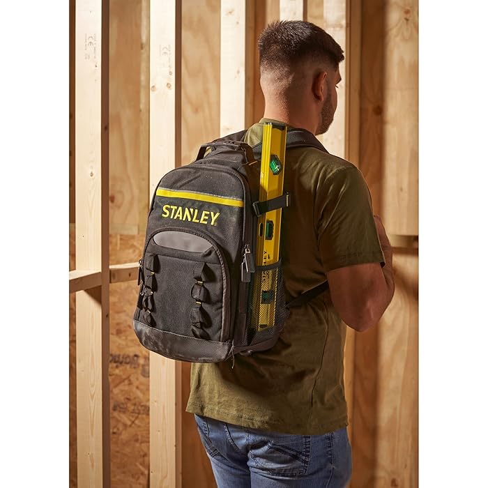 STANLEY Nylon Tool Backpack, Black/Yellow, 35 x 44 x 16 cm