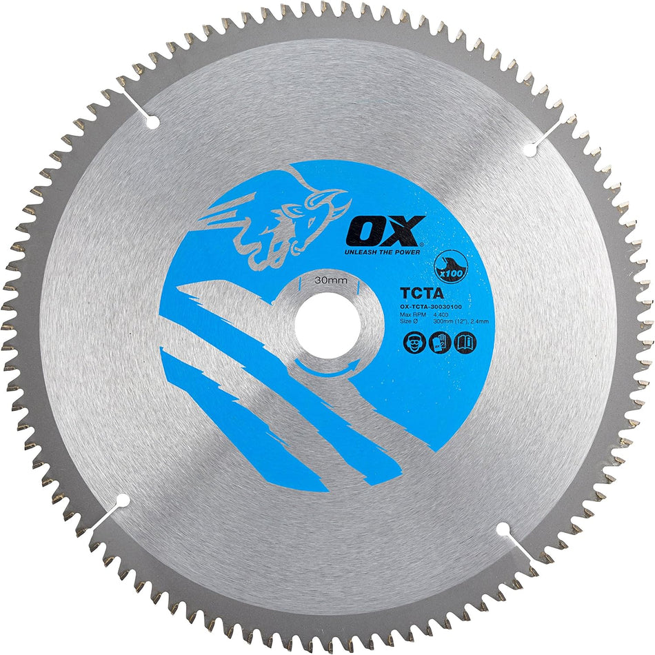 OX Aluminum Circular Cutting Disk 100 Teeth Silver/Blue, 300/30 mm