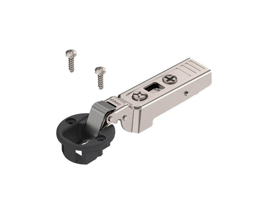 Blum CLIP top Glass Door Hinge 94 Degree Opening Angle. Half Overlay. Boss: Screw-On 75T4200