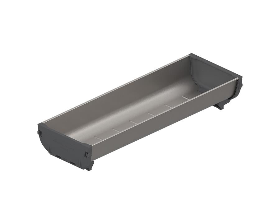 Blum ORGA-LINE Drawer Insert Container. Size: 264mm X 88mm In Brushed Stainless Steel/Dust Grey ZSI.030SI