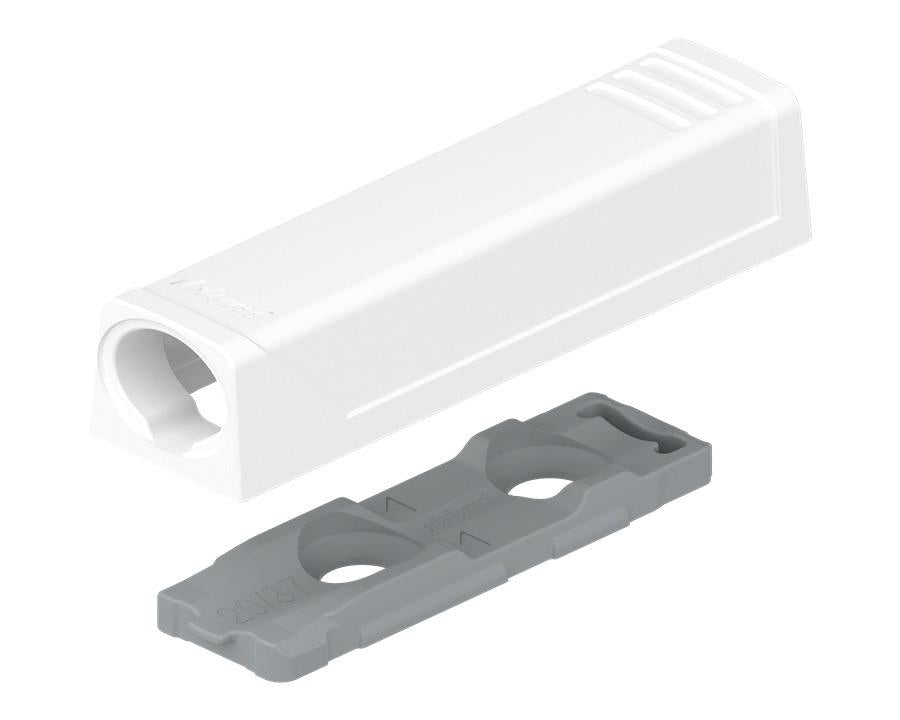 Blum TIP-ON Slimline Adapter Plate For Doors, short version, 53mm, Silk White 17mm 956.1201