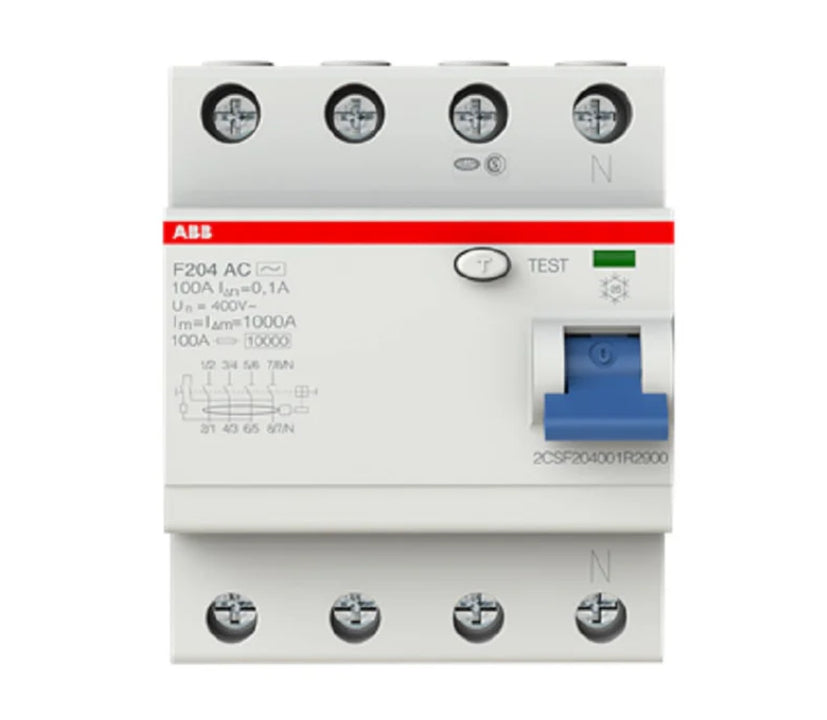 ELCB/RCCB ABB 63A 4-Pole 100mA (FH204 AC 63 / 0.1)