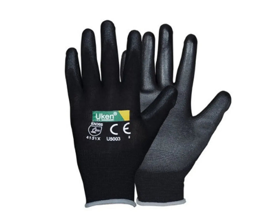 Uken gloves black Grip pack of 12