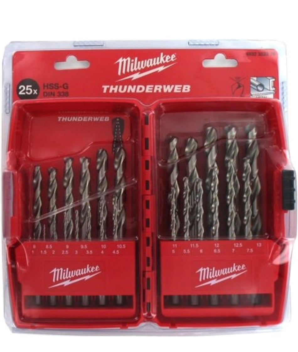 Milwaukee Set of Drill Bits Hss-G Thunderweb 25 Pcs