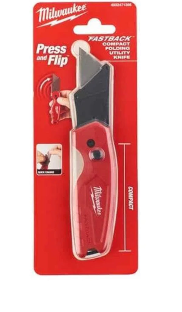 Milwaukee 157mm Red & Grey Fastback Compact Flip Utility Knife, MLW4932471356