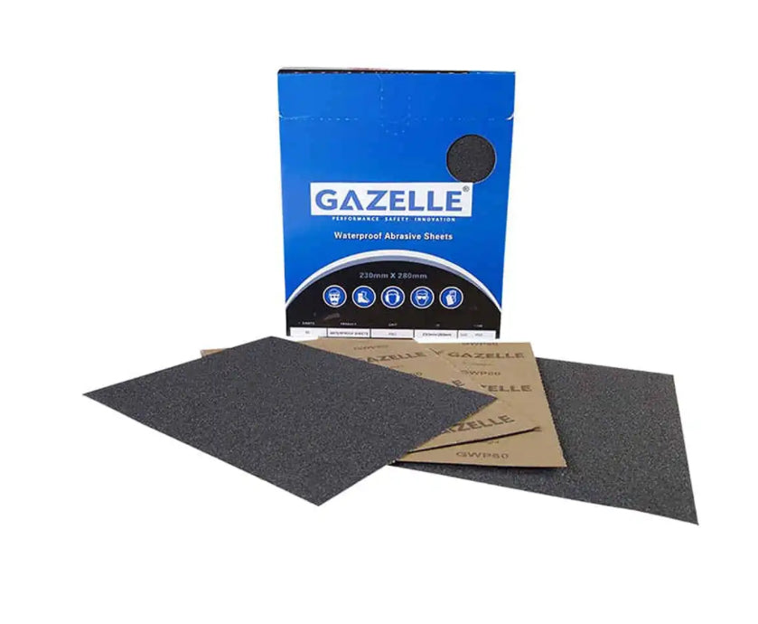 Gazelle Waterproof Sandpaper Sheets 8x11" 120 Grit Pack Of 50