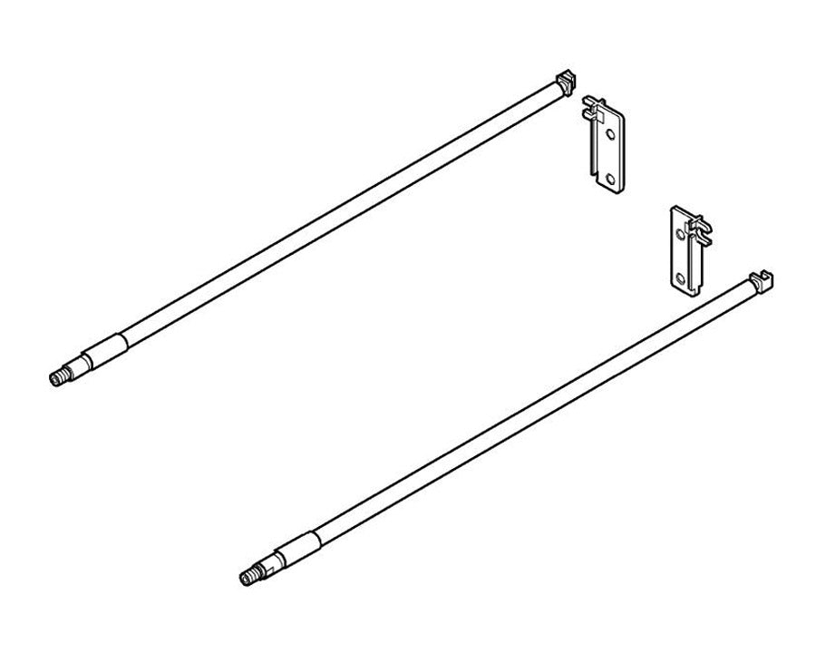 Blum METABOX Longside Gallery Rail In Cream. Size: 400mm. Includes: 2 Gallery Rods And 2 Gallery Back Fixings ZRE.371S.ID