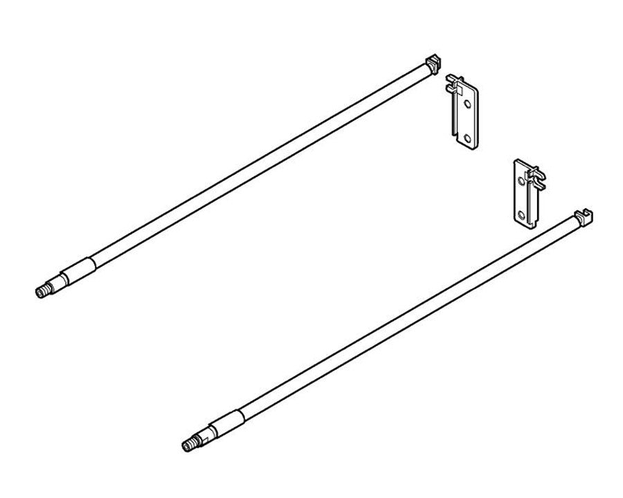 Blum METABOX Longside Gallery Rail In Cream. Size: 500mm. Includes: 2 Gallery Rods And 2 Gallery Back Fixings ZRE.471S.ID