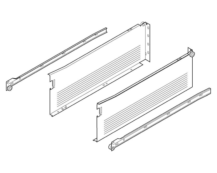 Blum METABOX Single Extension Steel Sides. 150mm X 550mm. *Sides And Runners Only* 320H5500C15