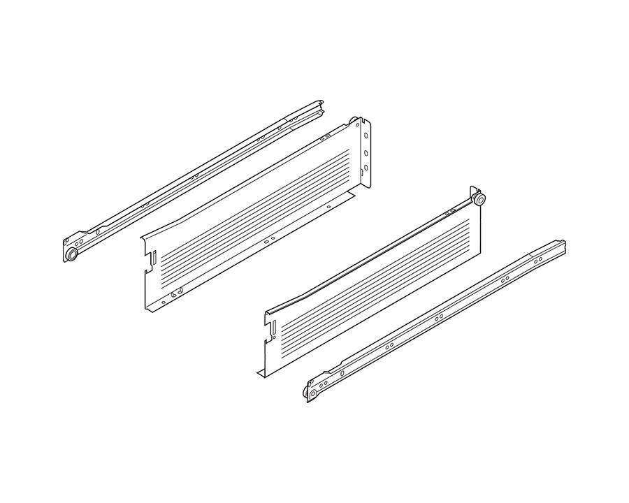 Blum METABOX Side & Runner Set. Single Extension Steel Sides 118mm X 450mm. *Sides And Runners Only* 320K4500C15