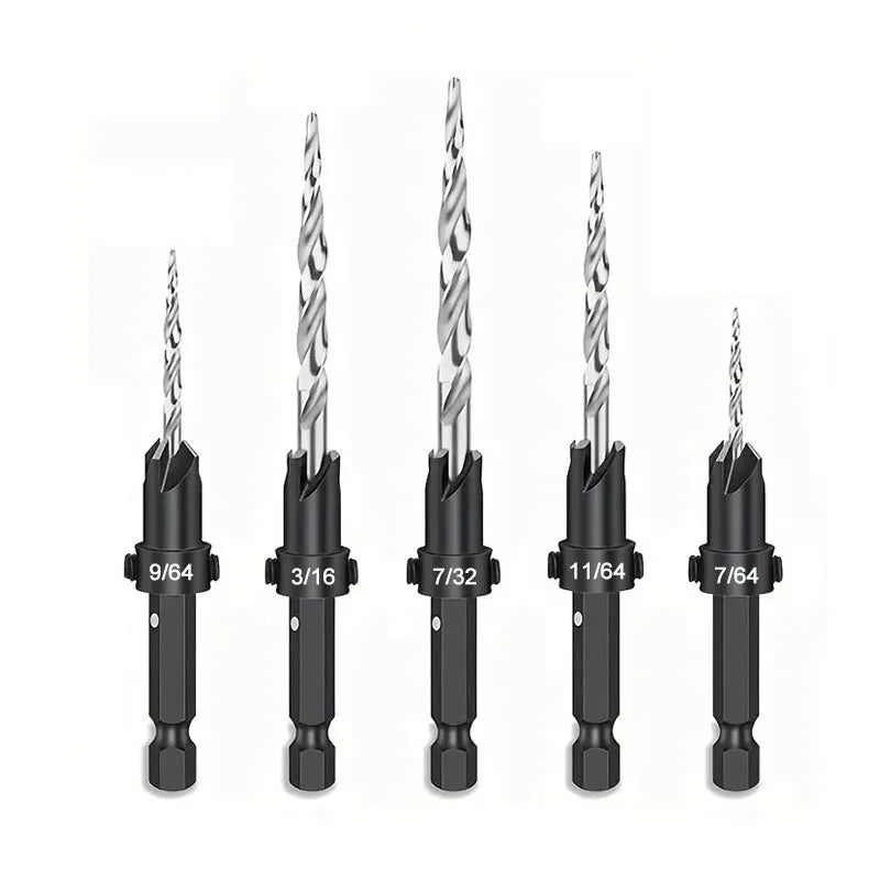 Countersink Set with 1 Hex Wrench Set Of 5