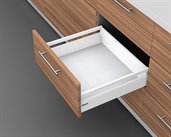 Blum TANDEMBOX antaro with TIP-ON BLUMOTION High Fronted Drawer B Height 135mm with Single Gallery Rail 30kg 270mm Silk White for drawer weight 10-20kg