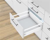 Blum TANDEMBOX antaro with TIP-ON BLUMOTION High Fronted Drawer C Height 167mm with Single Gallery Rail 30kg 350mm Silk White for drawer weight 0-20kg