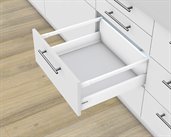 Blum TANDEMBOX antaro with TIP-ON BLUMOTION High Fronted Drawer D Height with Single Gallery Rail 30kg 500mm Silk White for drawer weight 15-40kg