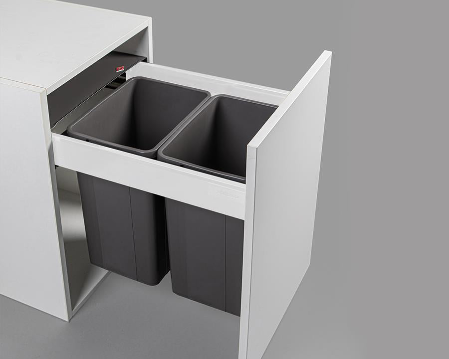 Wesco 52L (2x26L) Pull Boy Z Waste Bin in Orion Grey. Overall carcase width: 450mm. To suit Blum TANDEMBOX antaro