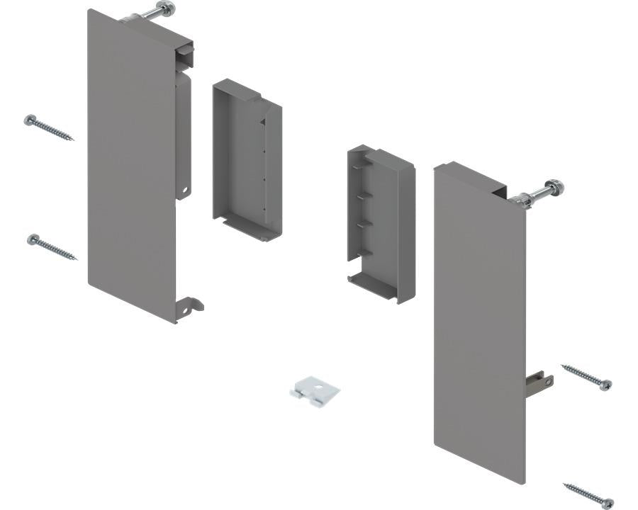 Blum MERIVOBOX Inner Drawer E Height Front Fixing Brackets for Gallery Indium Grey. ZI4.2MS1