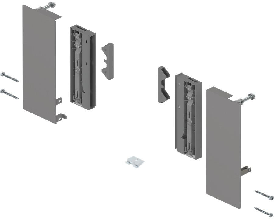 Blum MERIVOBOX Inner Drawer E Height Front Fixing Brackets for Glass Indium Grey. ZI4.4MS1