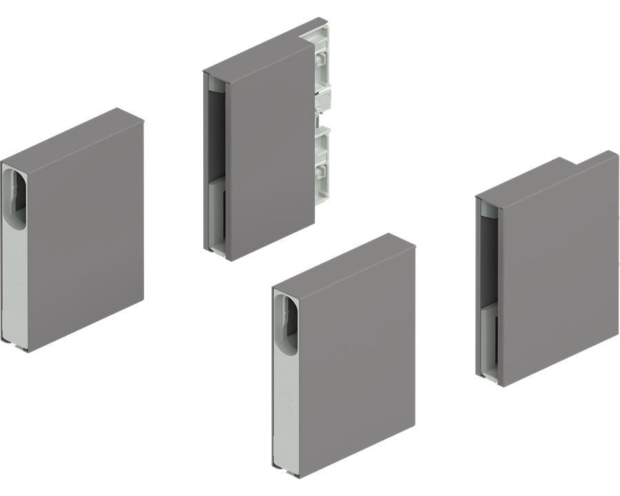 Blum MERIVOBOX BOXCOVER Front and Back Brackets. Left and Right Indium Grey. ZL4M00808