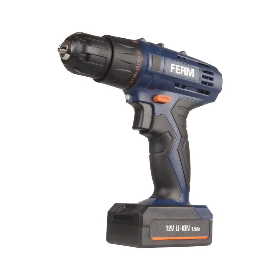 FERM Cordless Li-Ion Drill 12V 1.5Ah 2 Batteries