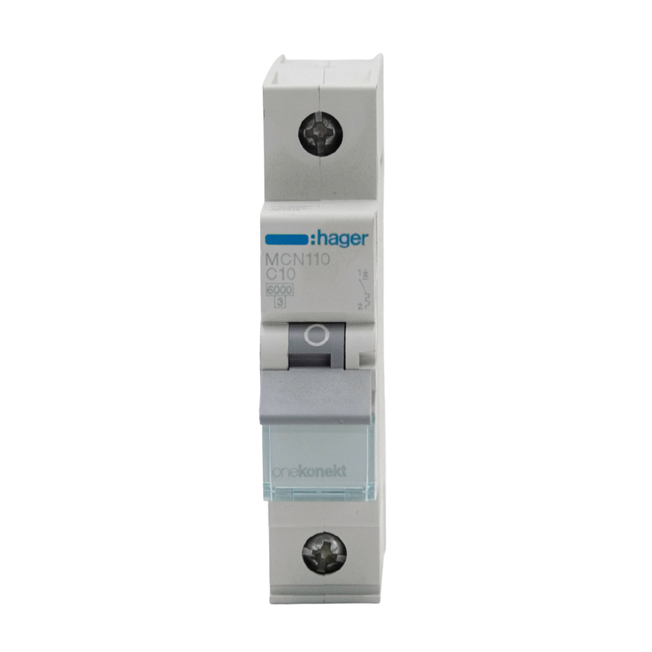 Hager Miniature Circuit Breaker 10A 1Pole 6Ka