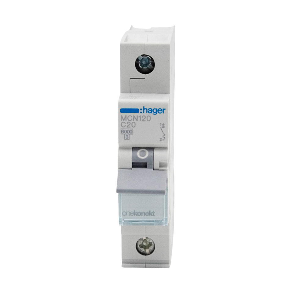 Hager Miniature Circuit Breaker 20A 1Pole 6Ka