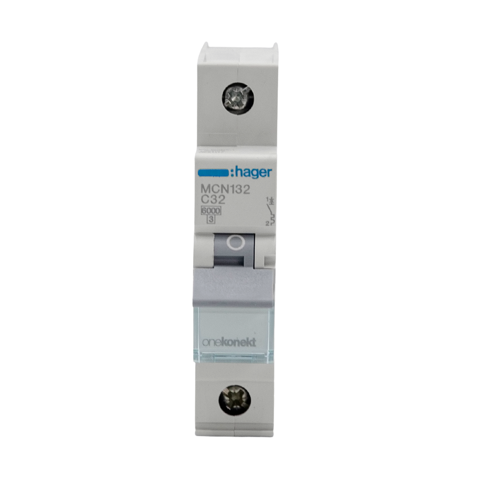 Hager Miniature Circuit Breaker 32A 1Pole 6Ka