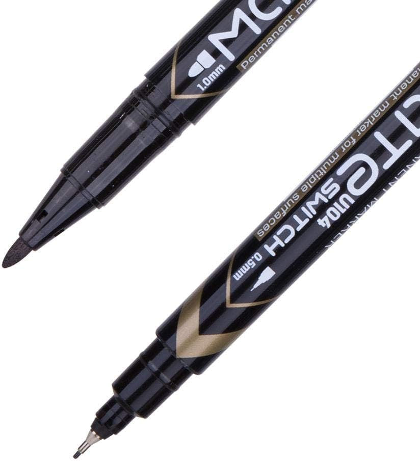 Deli Permanent Marker Double Tips, Black/pack