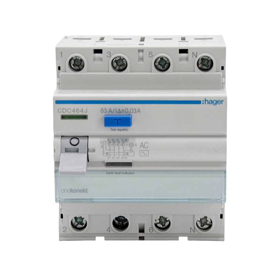 Hager Earth Leakage Circuit 63A 4Pole 30Ma