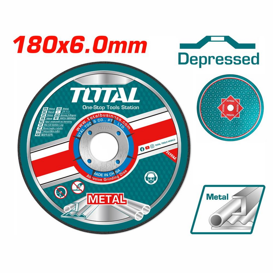 Total Metal Grinding Disc 180mm X 6mm X 22.2mm