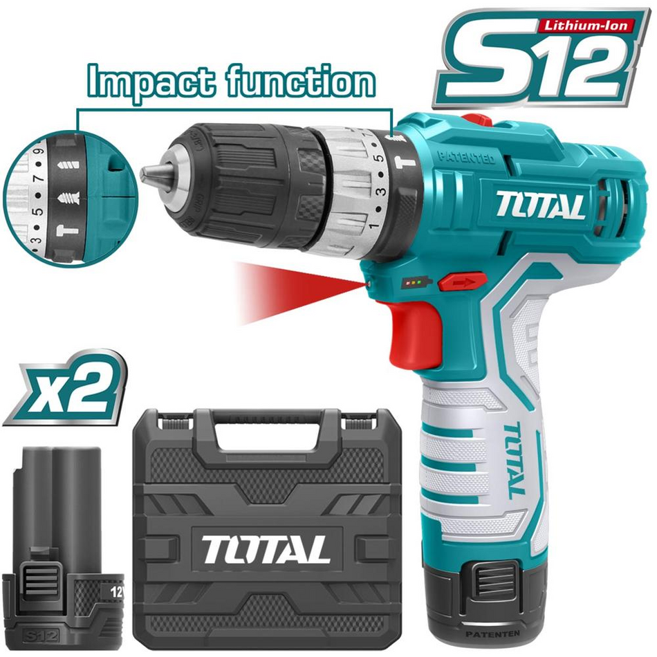 Total  Lithium-Ion Imapct Drill 12V With Impact Function