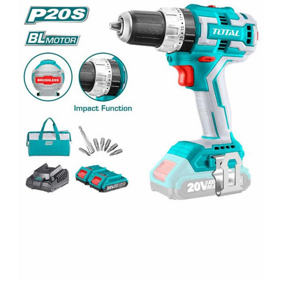 Total Lithium-Ion Brushless Impact Drill 20V with 2 Speed Gear