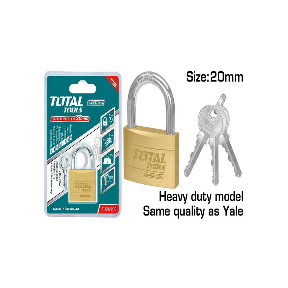 Total Heavy Duty Brass Padlock 20mm