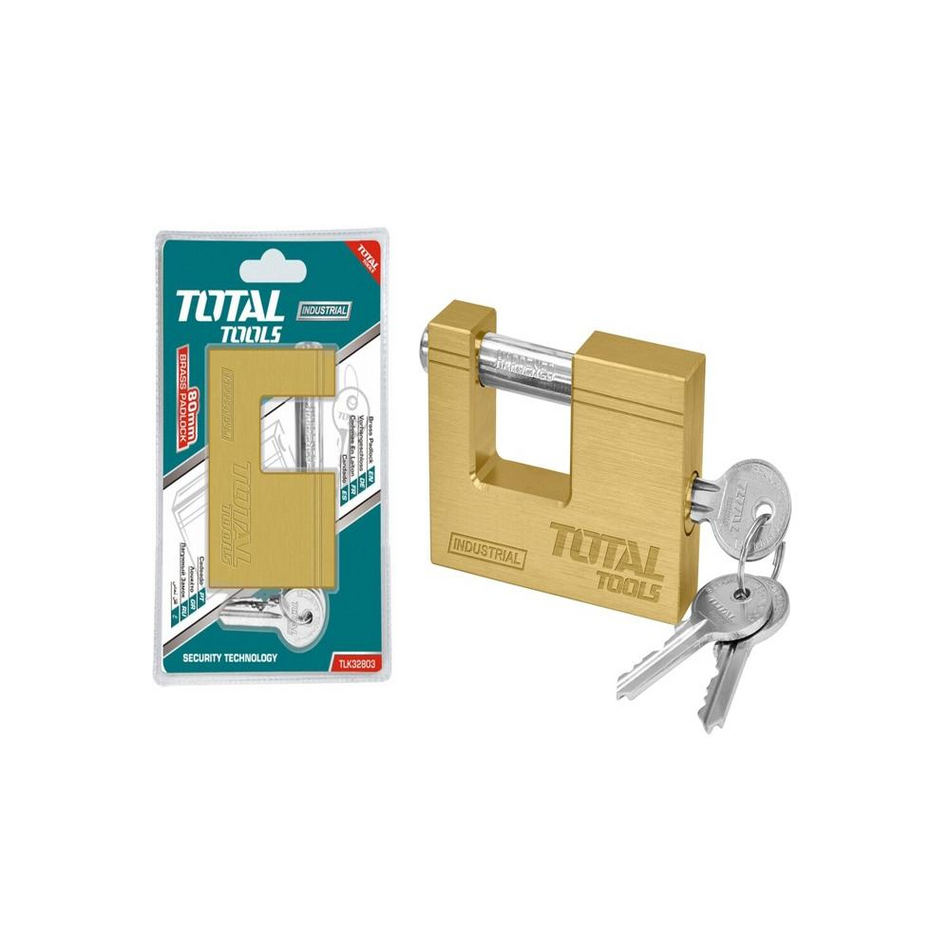 Total Heavy Duty Block Brass Padlock 80mm