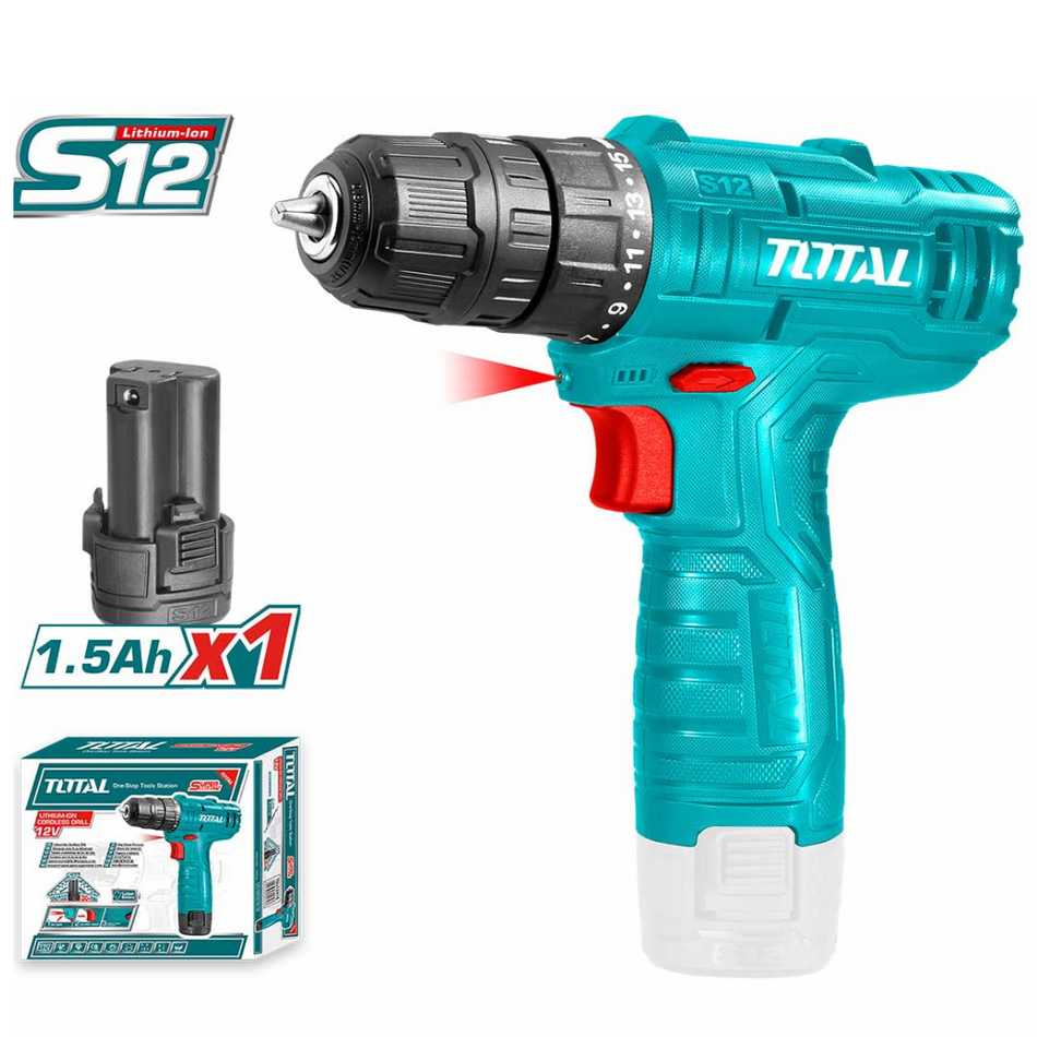 Total Lithium-Ion Cordless Drill 12V Single Battery