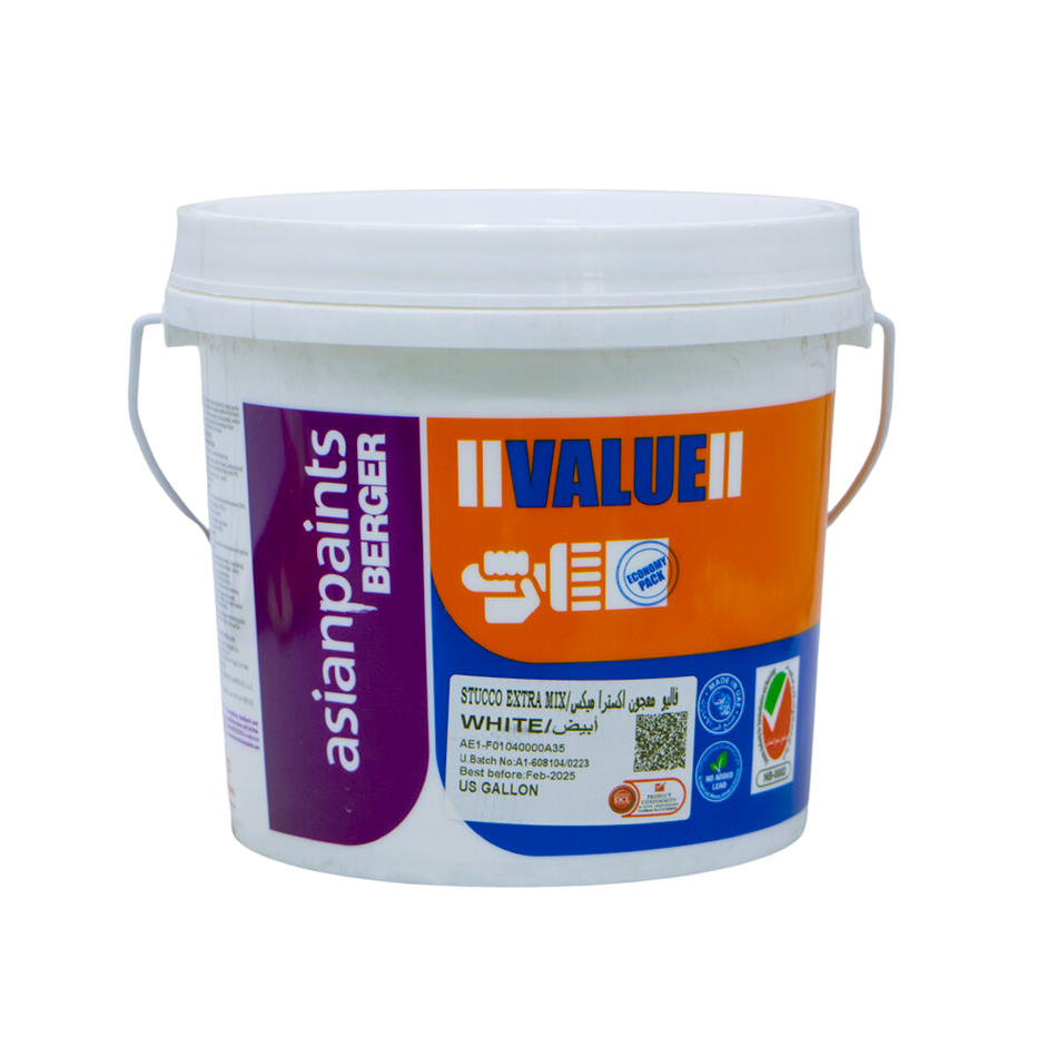 Asian Paints Berger Stucco Extra Mix Co-polymer Based Filler 3.6L - White