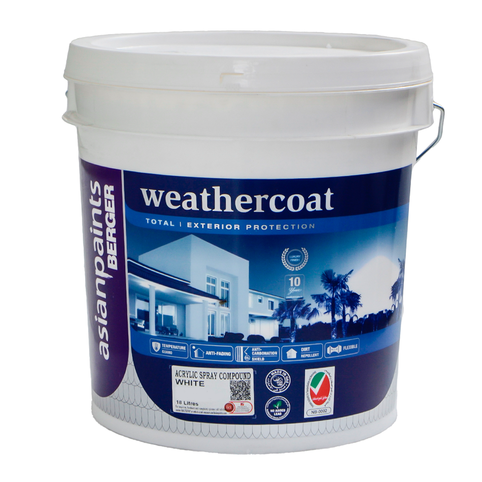 Asian Paints Berger Weather Coat Acrylic Spray Compound 3.6L White