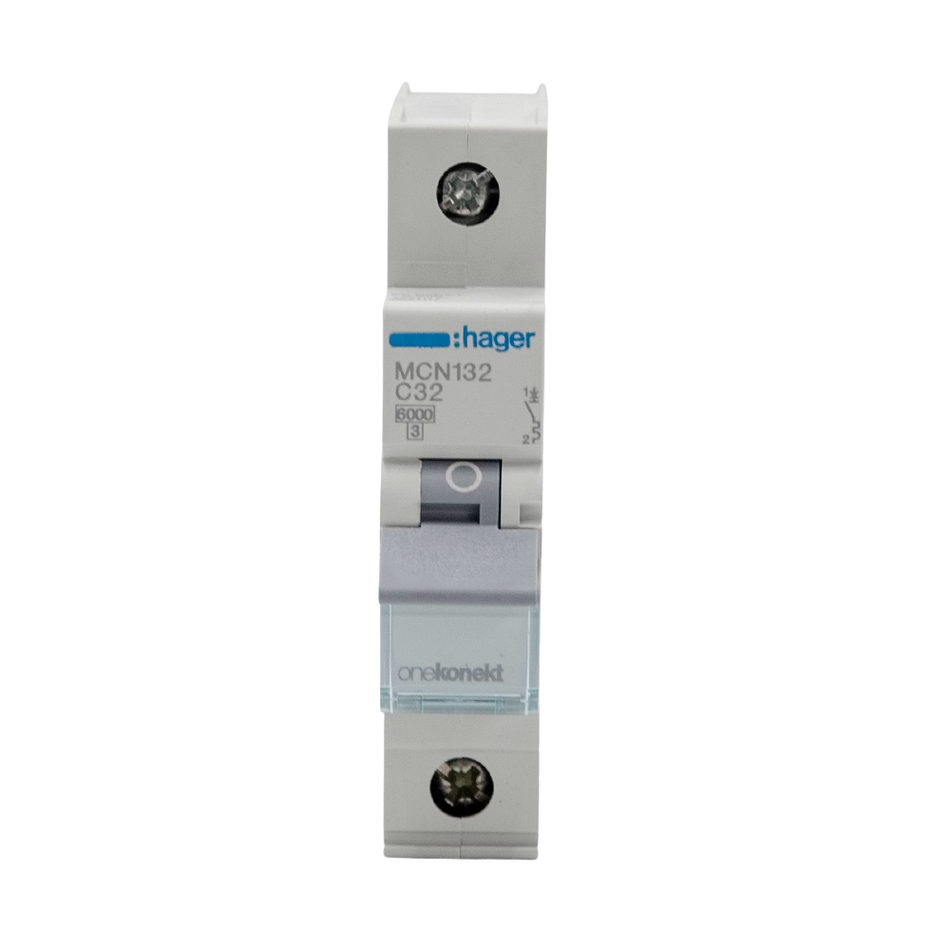 Hager 32A 1Pole 6Ka Miniature Circuit Breaker (MCB)